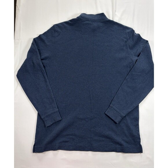 SCOTT BARBER Men's L Navy Blue Mock Neck Sweater 100% Pima Cotton Knit - Picture 3 of 10